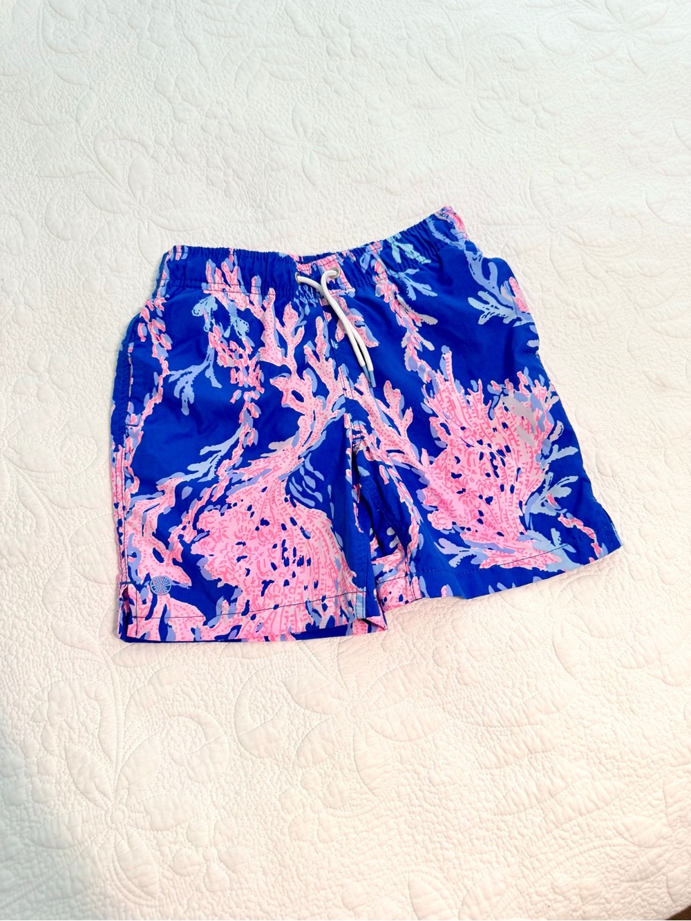 Lilly Pulitzer Boys Borealis Blue Swim On Over Swim Trunks Size Medium shorts